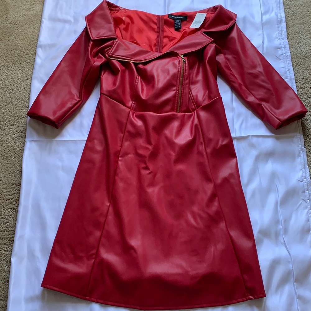 Red off shoulder dress